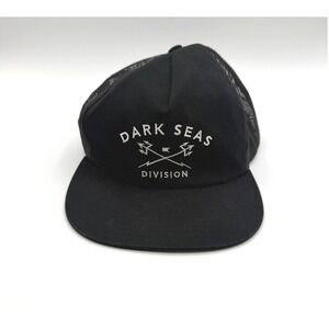 Dark Seas Trucker Hat Mens One Size Black Trident Logo Snapback Mesh Cap